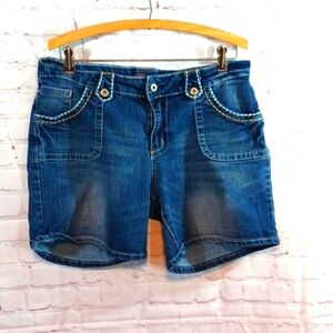 Kiss Therapy Womens Flip Pockets  Embroidery Jean Shorts sz14